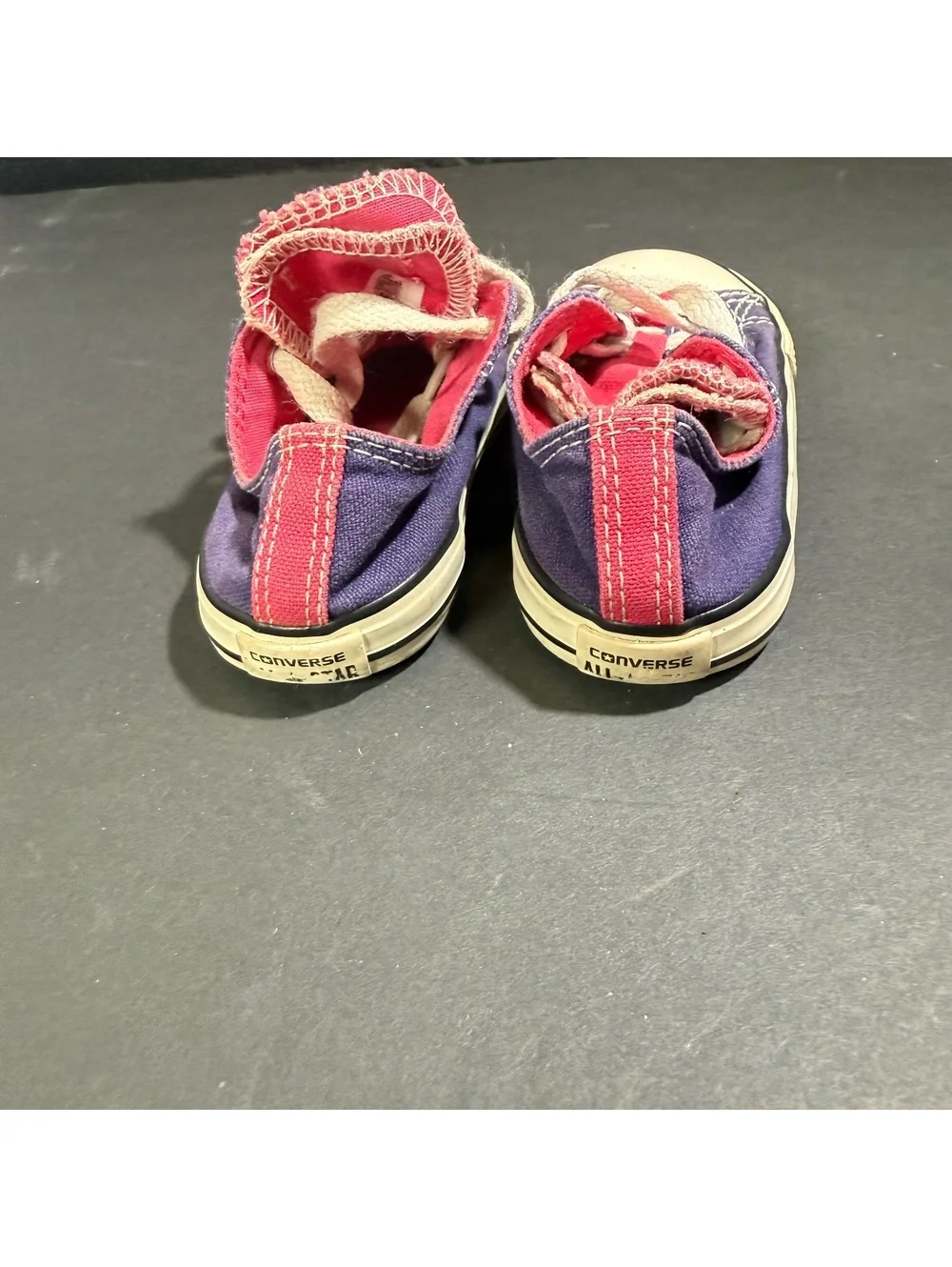 Converse Chuck Taylor All Star Kids Low Top Purple Pink Double Tongue Sneaker 8